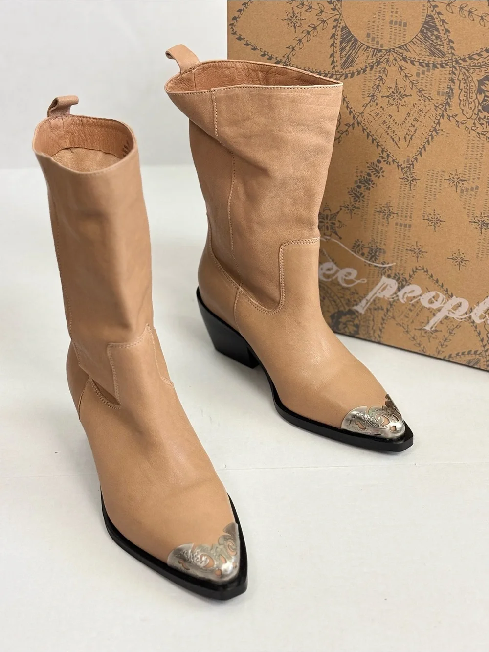 Free People Faster Horses Filigree Boots in Camel Leather Size 7